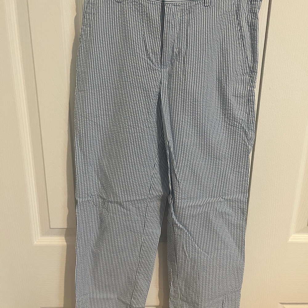 Boys Blue Striped Pants with matching vest.
